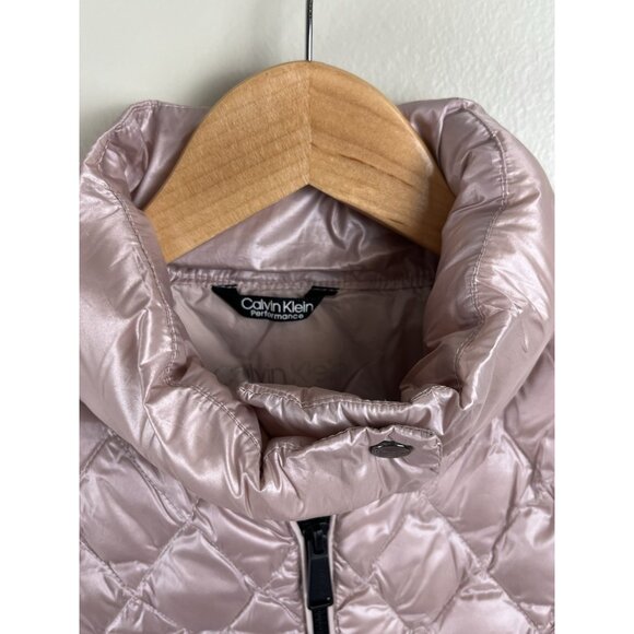 Calvin Klein Performance Women’s Sz Sm Quilted Down Vest Pink Full Zip Down Fill - Picture 2 of 10